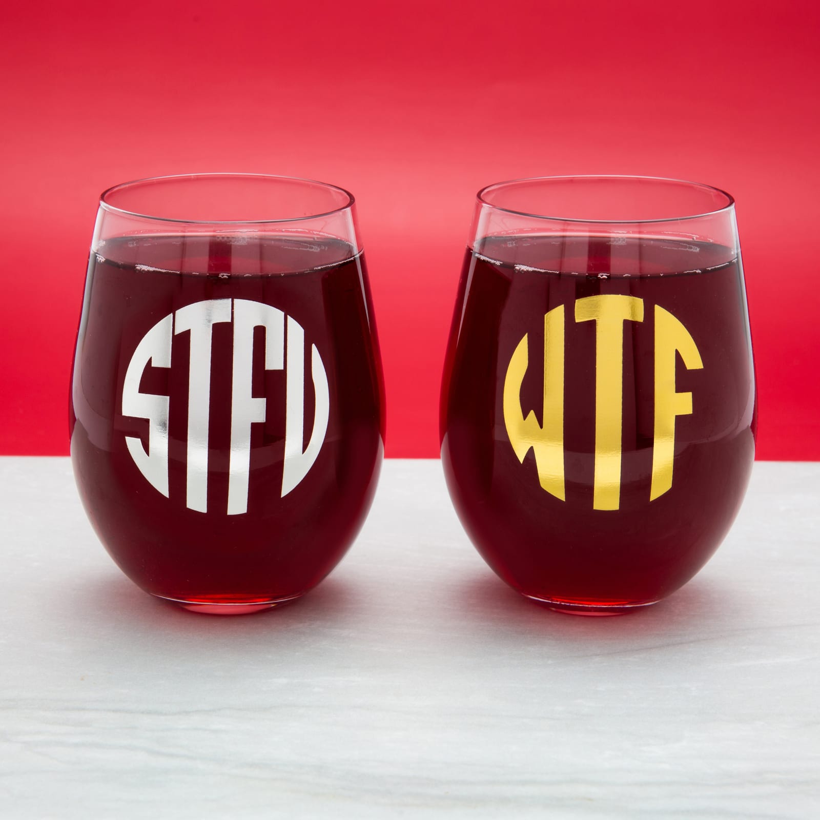 "What the....." Monogrammed Wine Glasses