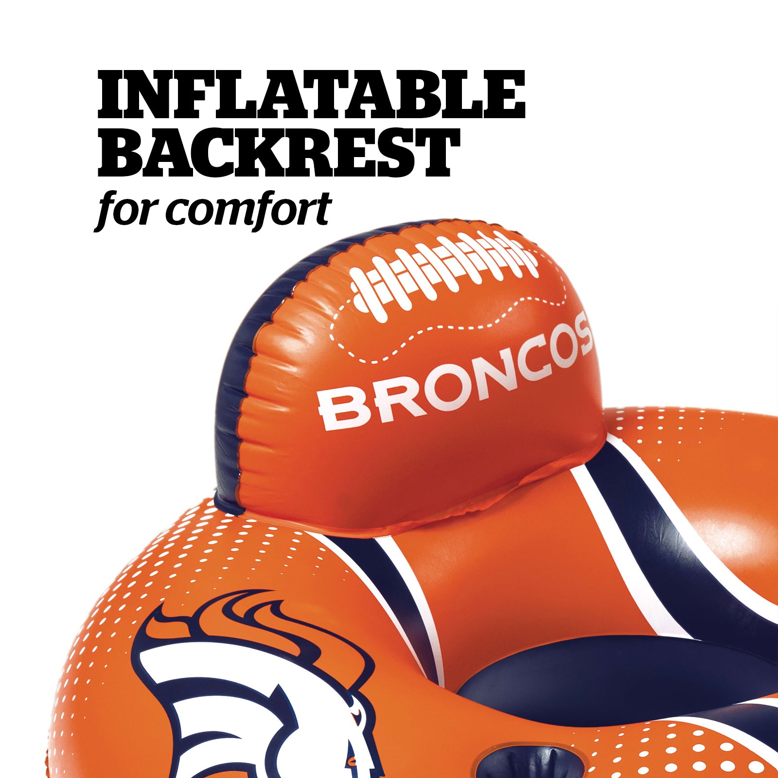 Denver Broncos 42 in Pool Float with cupholder and backrest