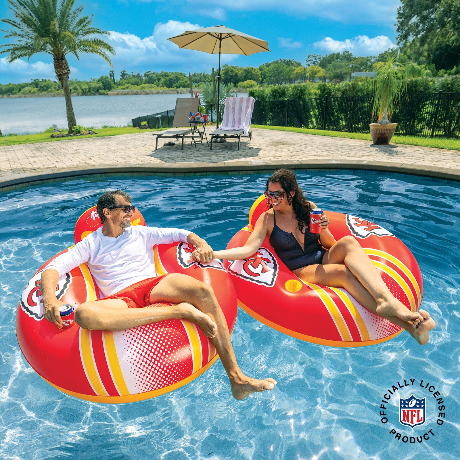 Kansas City Chiefs 42 in Pool Float with cupholder and backrest