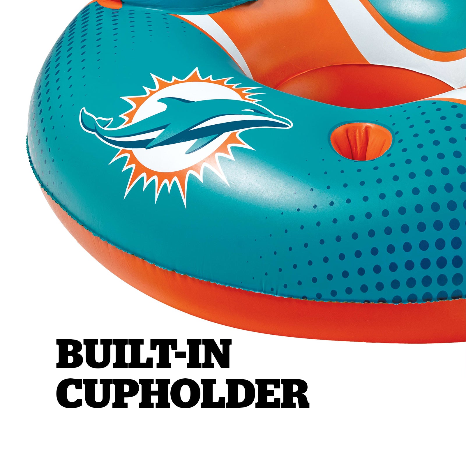 Miami Dolphins 42 in Pool Float with cupholer and backrest