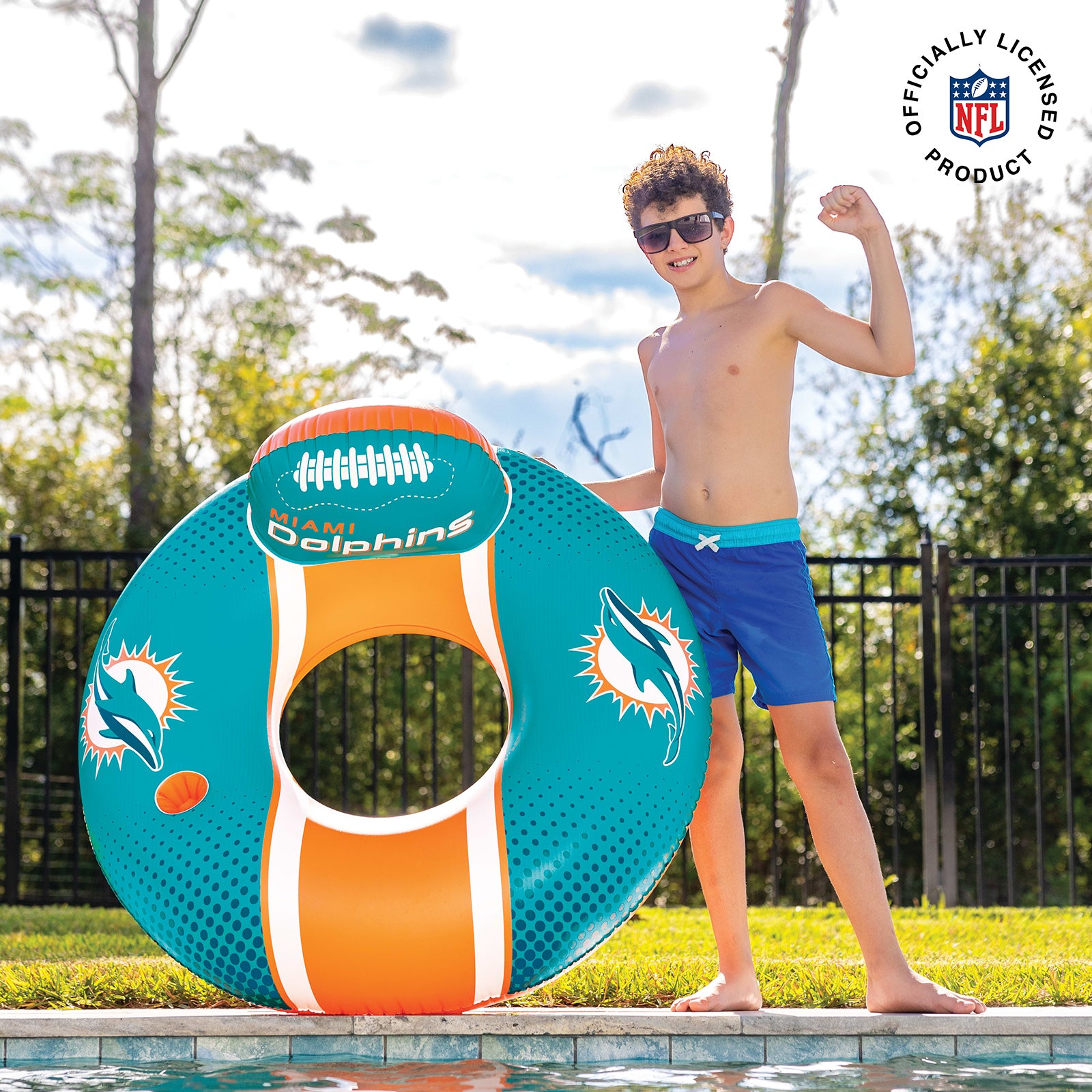 Miami Dolphins 42 in Pool Float with cupholer and backrest