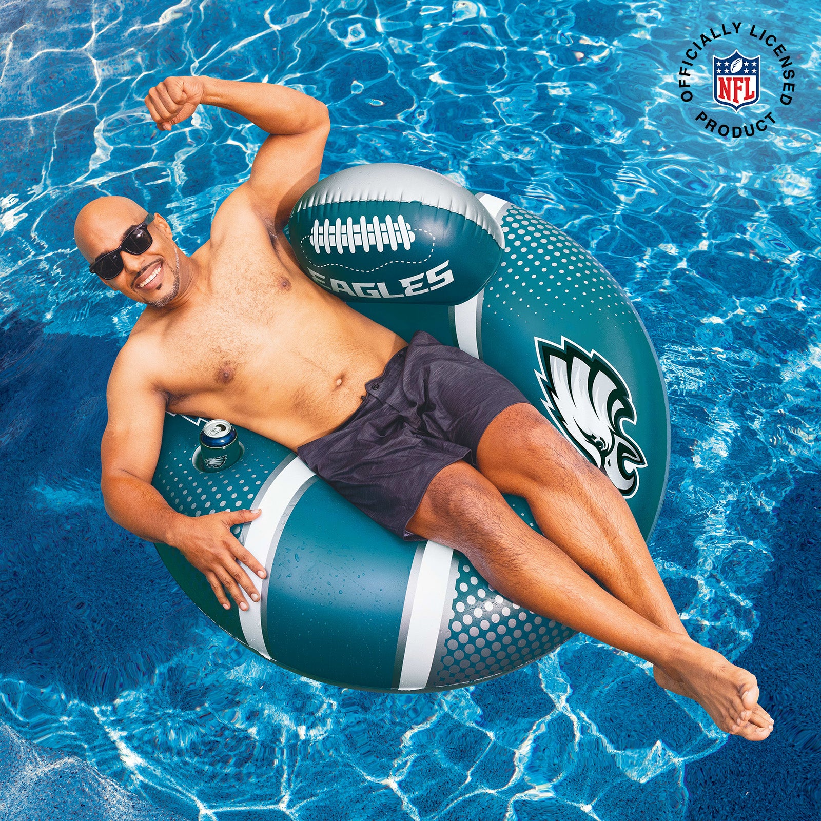 Philadelphia Eagles 42 in Pool Float with cupholder and backrest