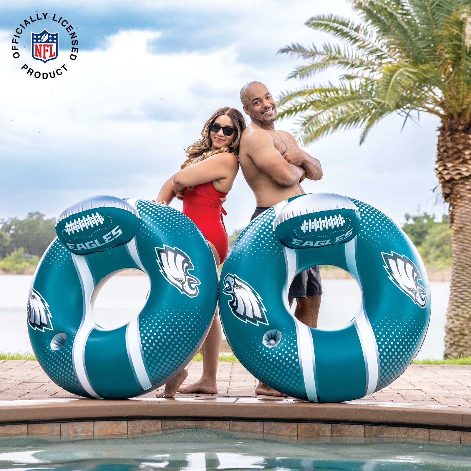 Philadelphia Eagles 42 in Pool Float with cupholder and backrest