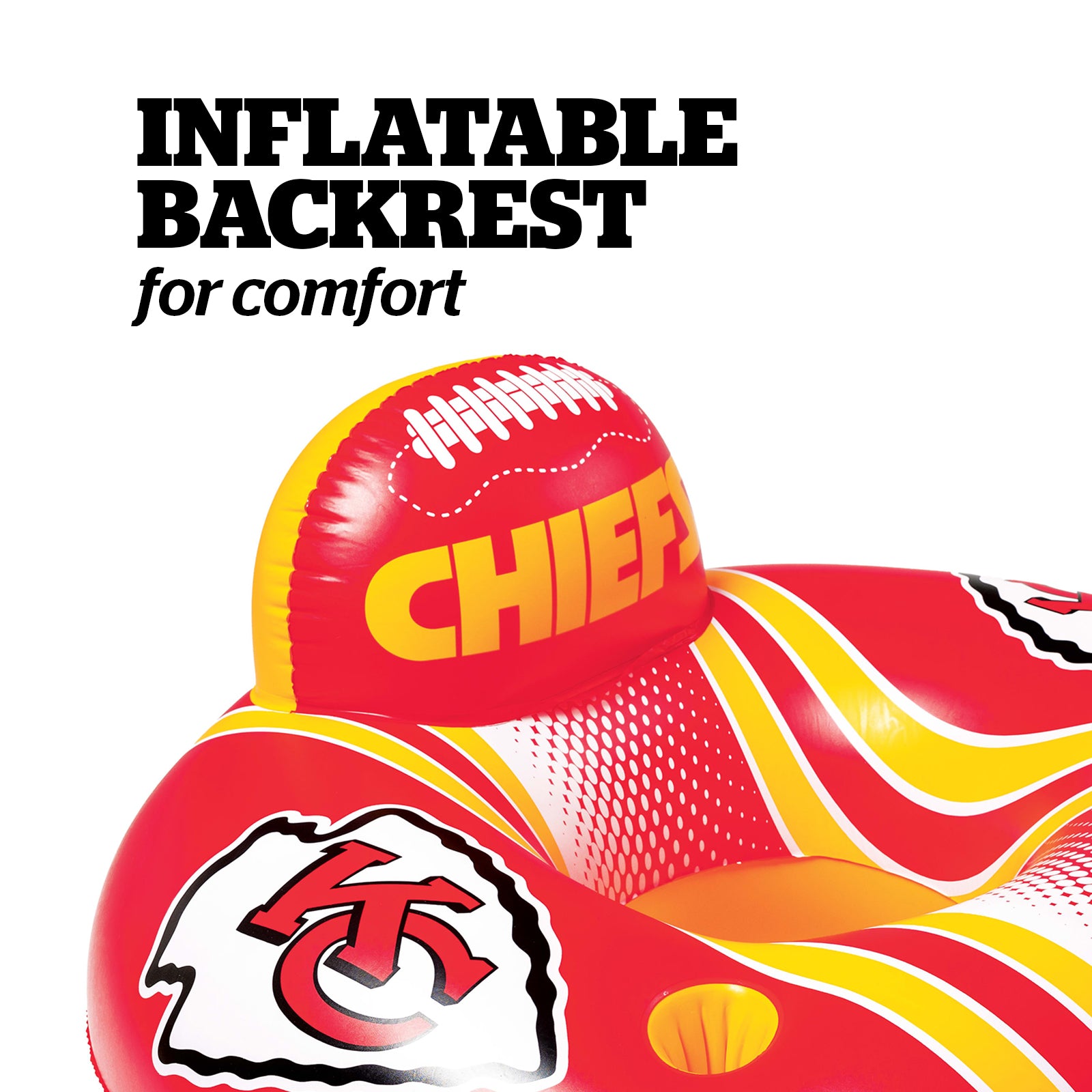 Kansas City Chiefs 42 in Pool Float with cupholder and backrest