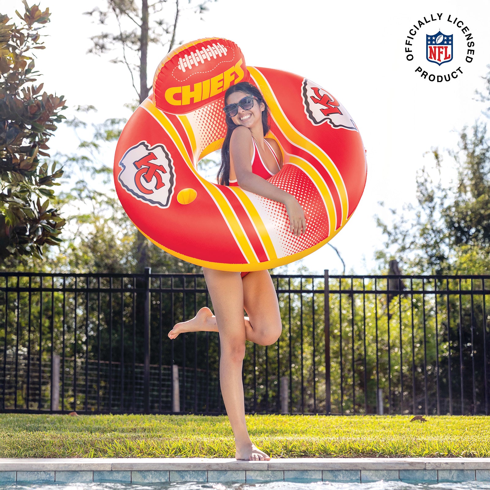 Kansas City Chiefs 42 in Pool Float with cupholder and backrest