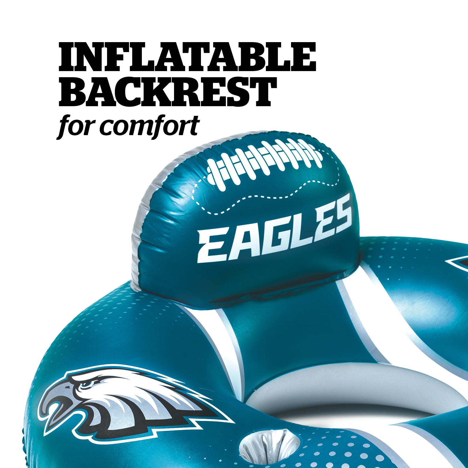 Philadelphia Eagles 42 in Pool Float with cupholder and backrest