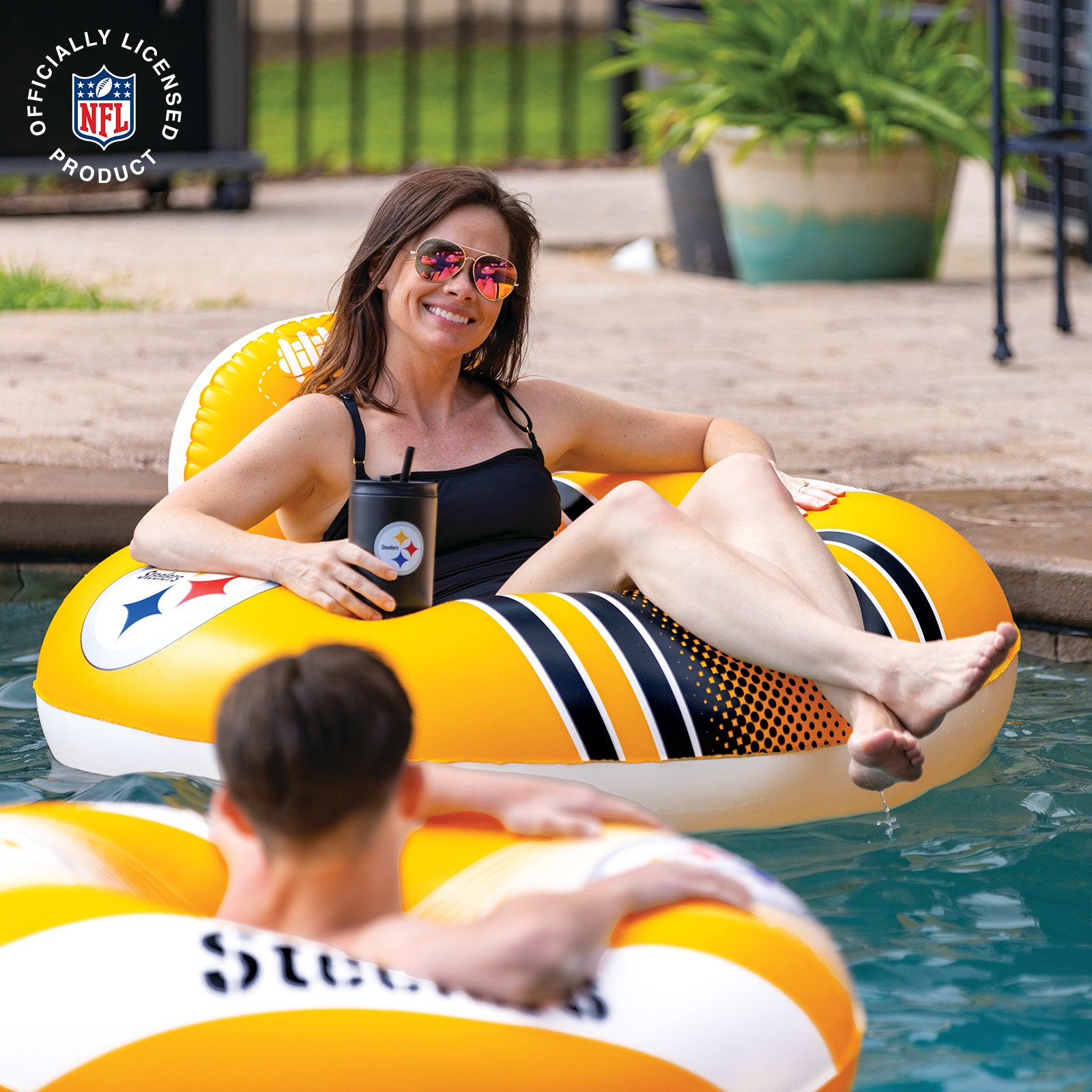 Pittsburgh Steelers 42 in Pool Float with cupholder and backrest