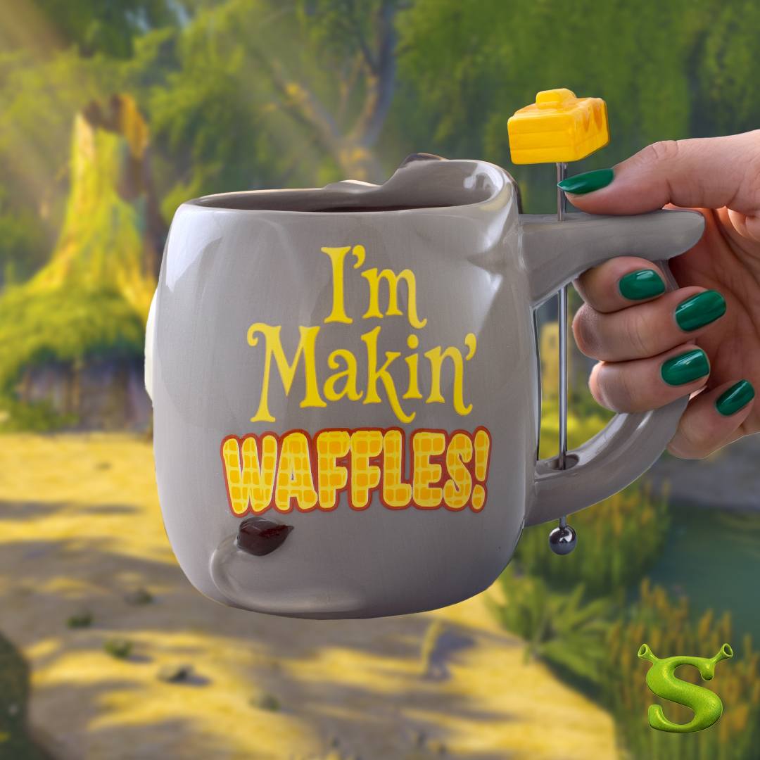 Shrek Donkey "I'm Making Waffles" 16 oz Ceramic Mug with Stir Stick