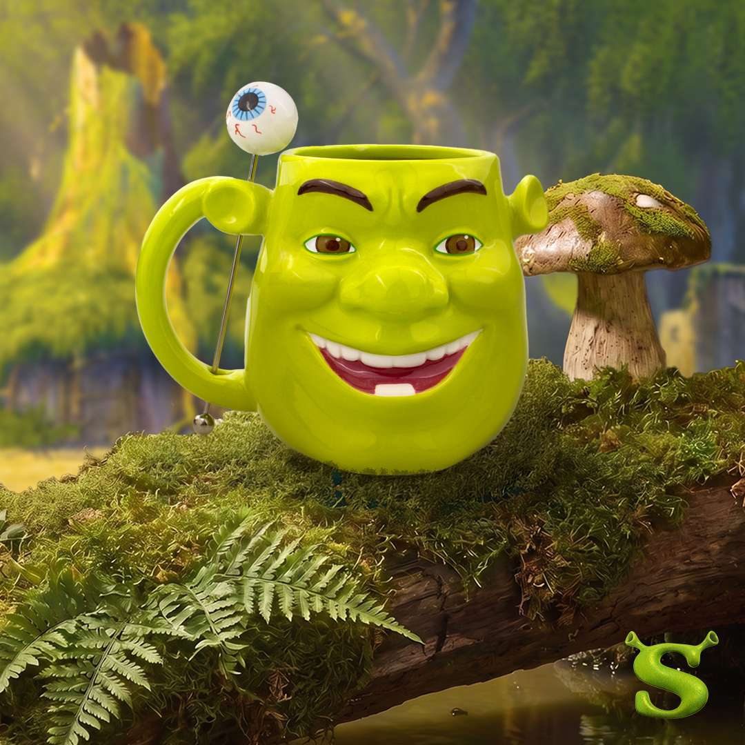 Shrek "Totally Swamped" 16 oz Ceramic Mug with Stir Stick