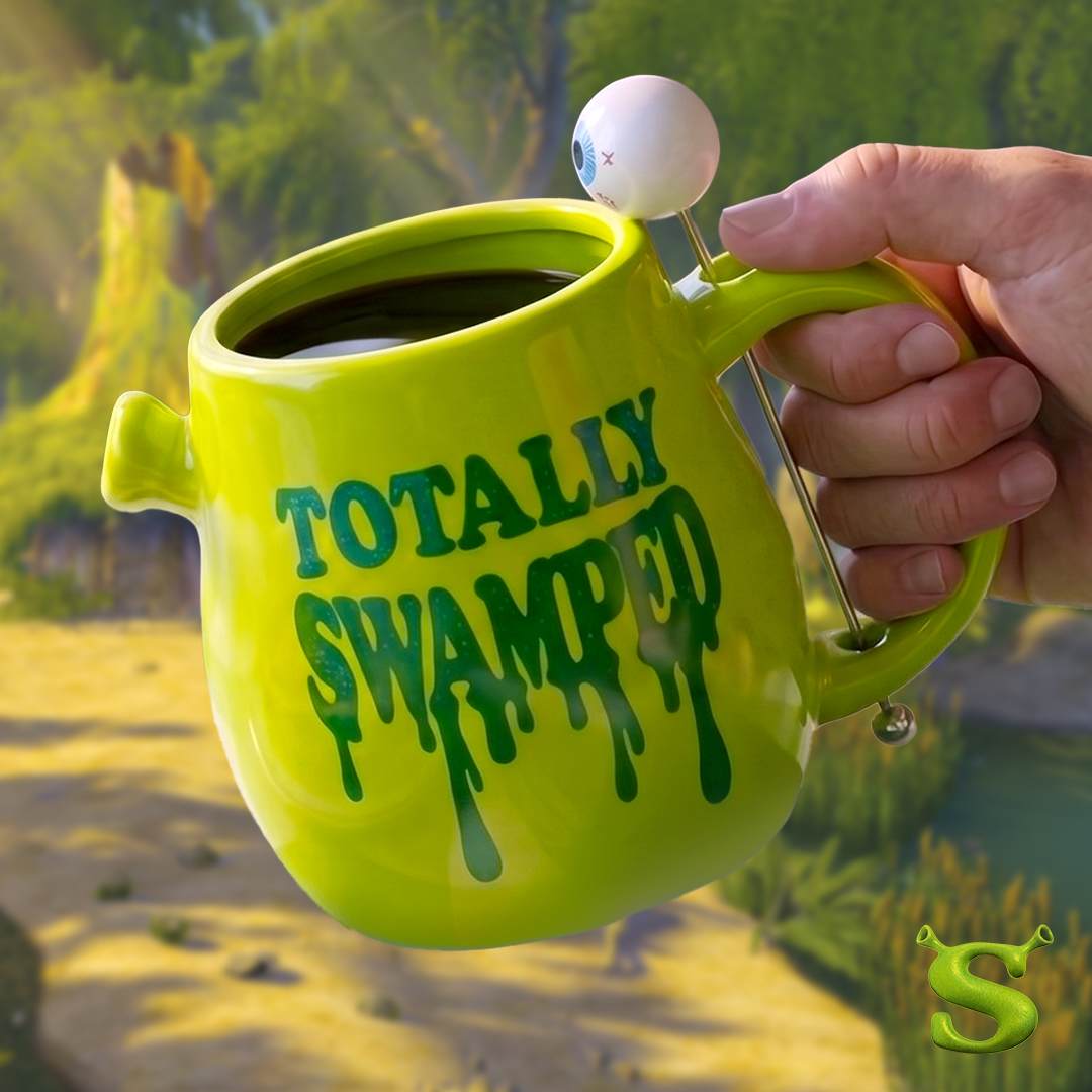 Shrek "Totally Swamped" 16 oz Ceramic Mug with Stir Stick