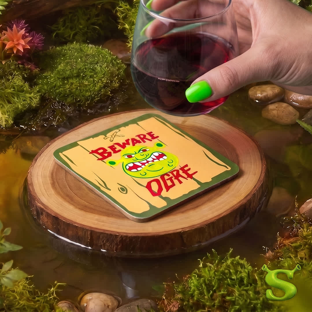 Shrek Beware Ogre Outhouse Coaster Set - 4 Piece