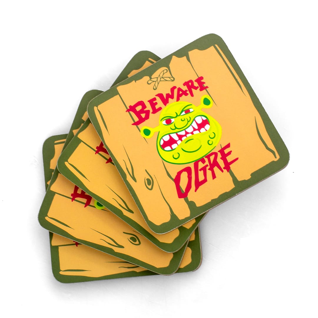 Shrek Beware Ogre Outhouse Coaster Set - 4 Piece