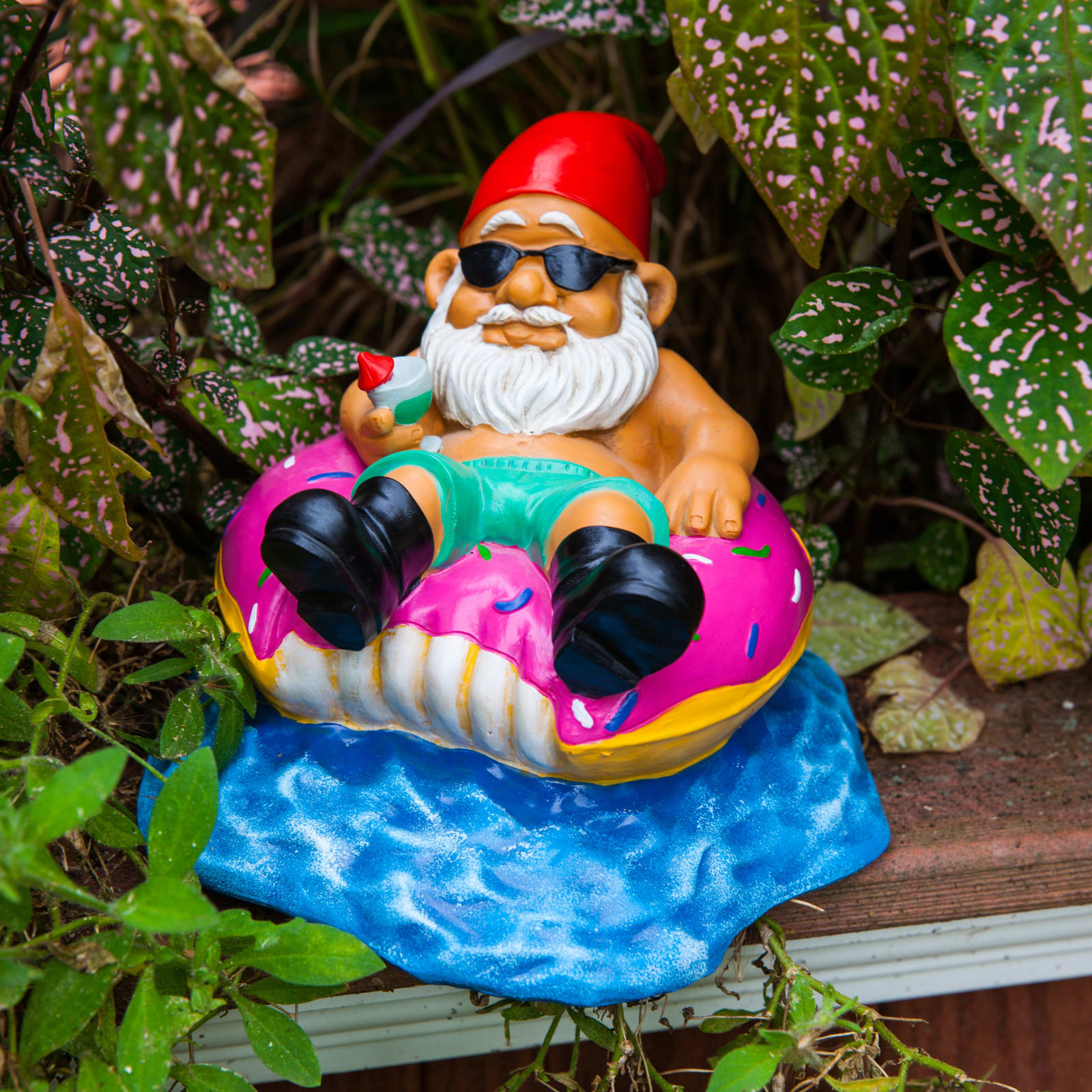 The Donut Worry Be Happy Garden Gnome