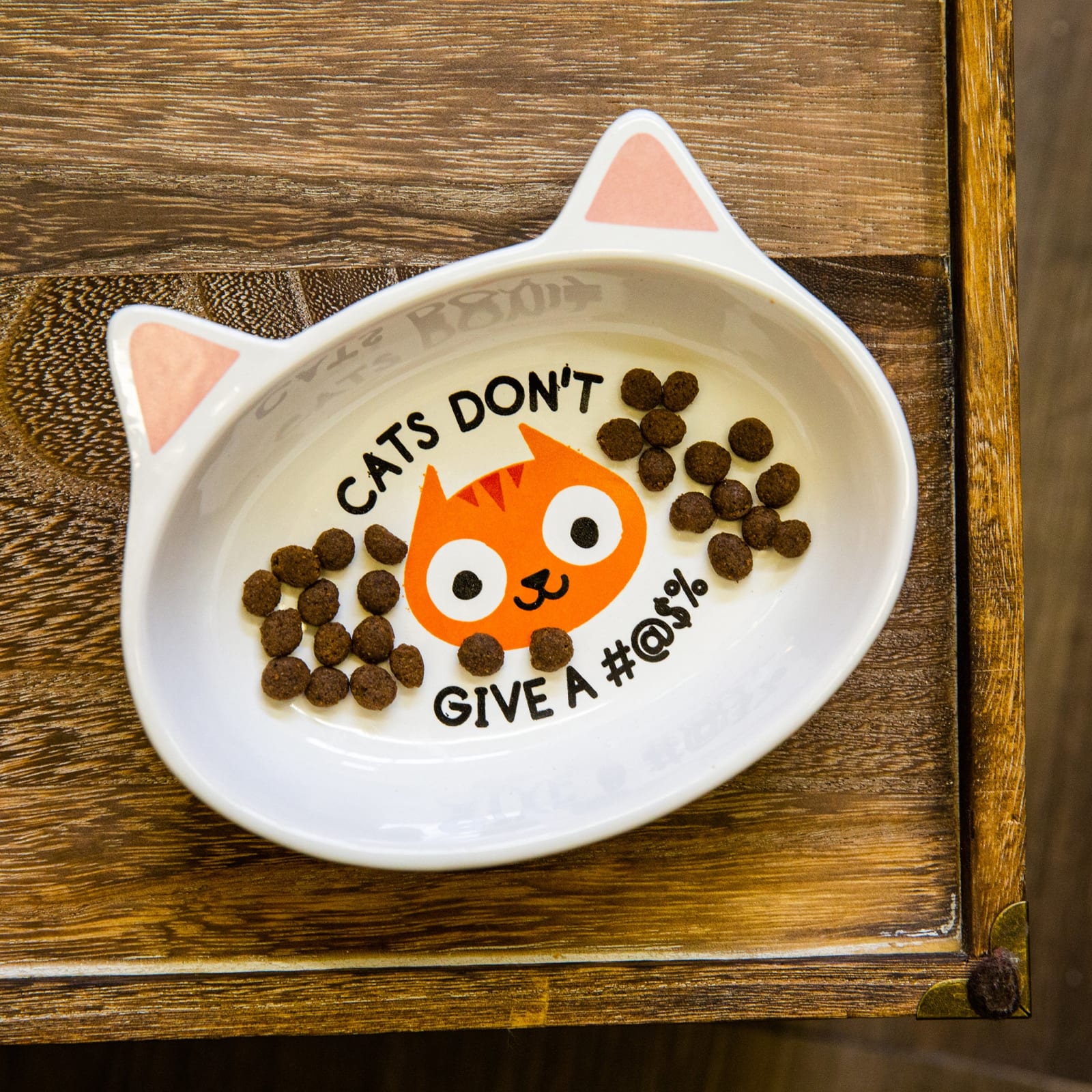 Cats Dont Give A #*@!! Ceramic Cat Dish