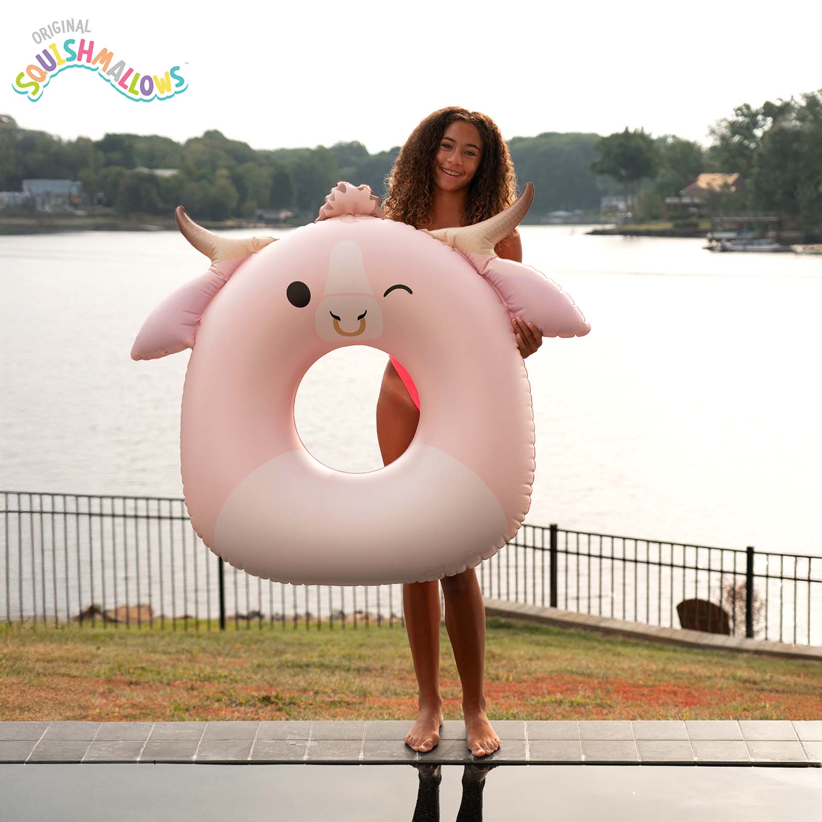Squishmallows Howland the Cow 36 in Ring Pool Float