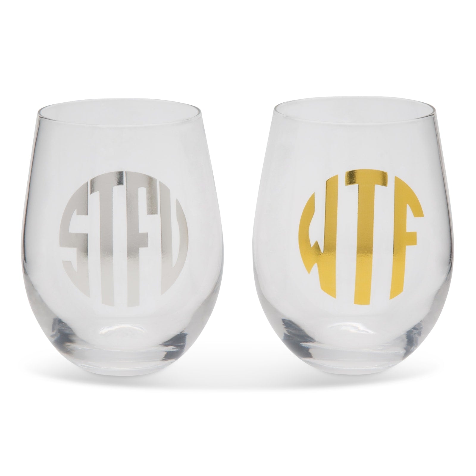 "What the....." Monogrammed Wine Glasses