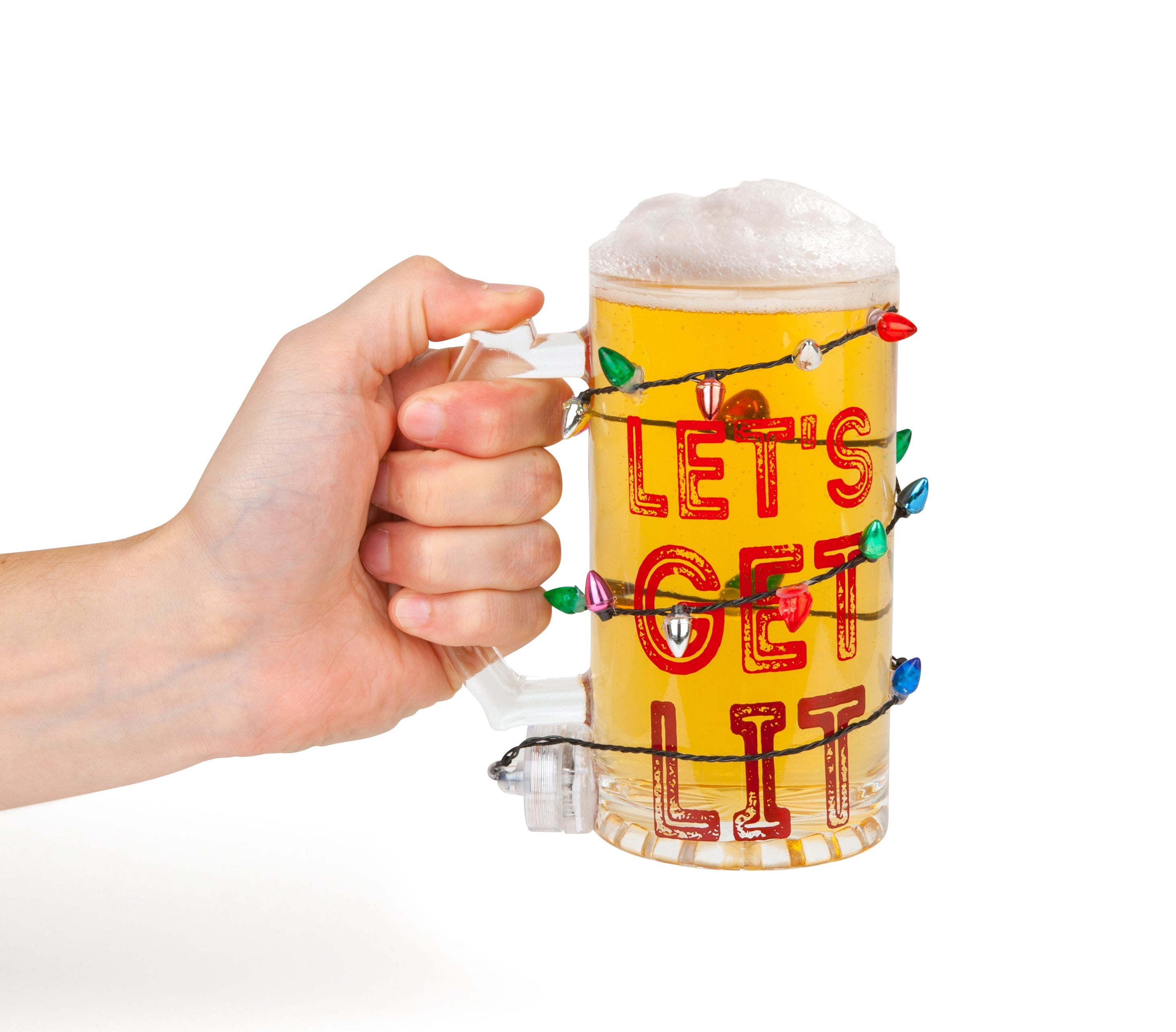 Let's Get Lit Personalized Christmas 16oz Beer Can Glass