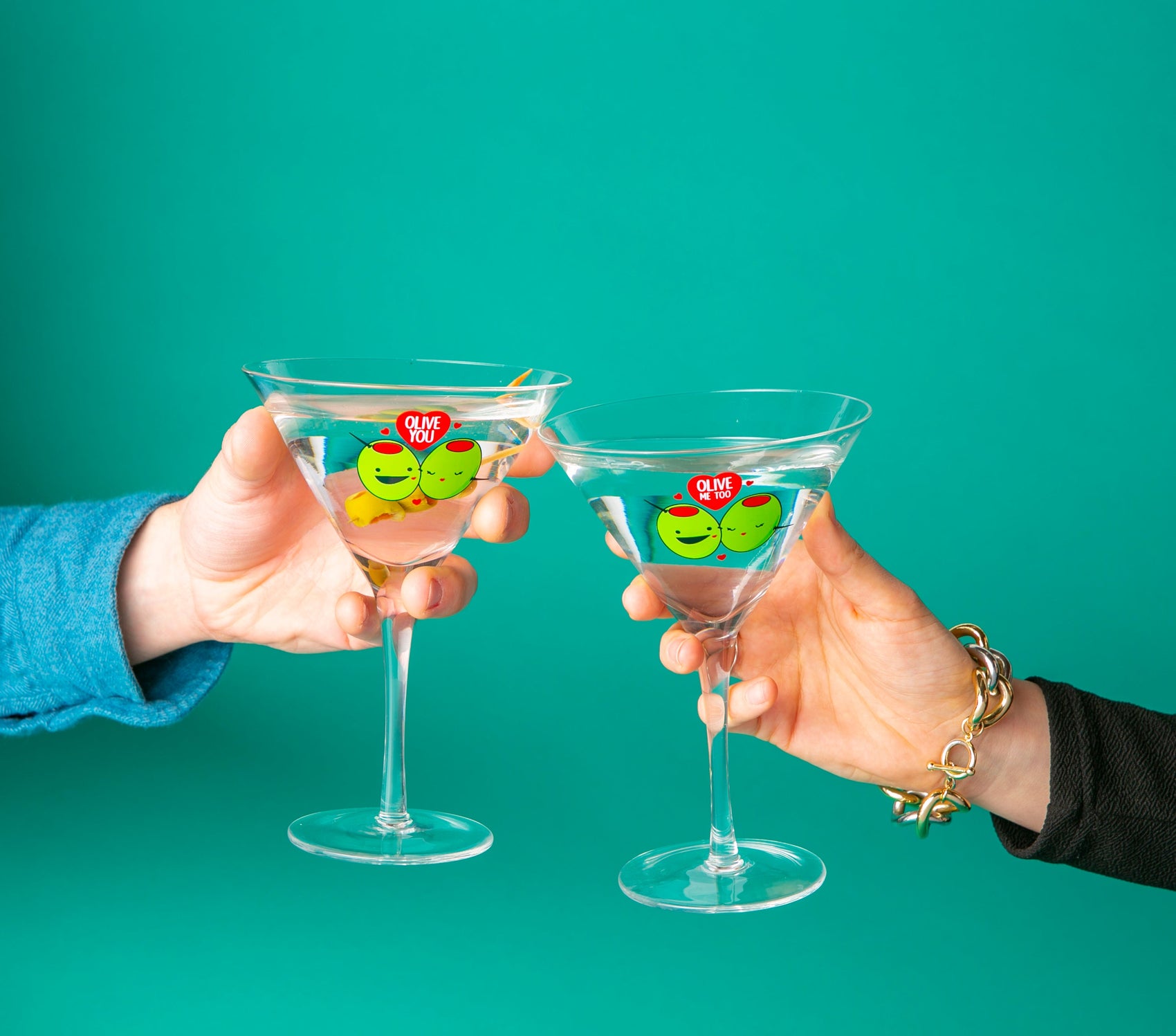 Olive You Martini Glass set of 2