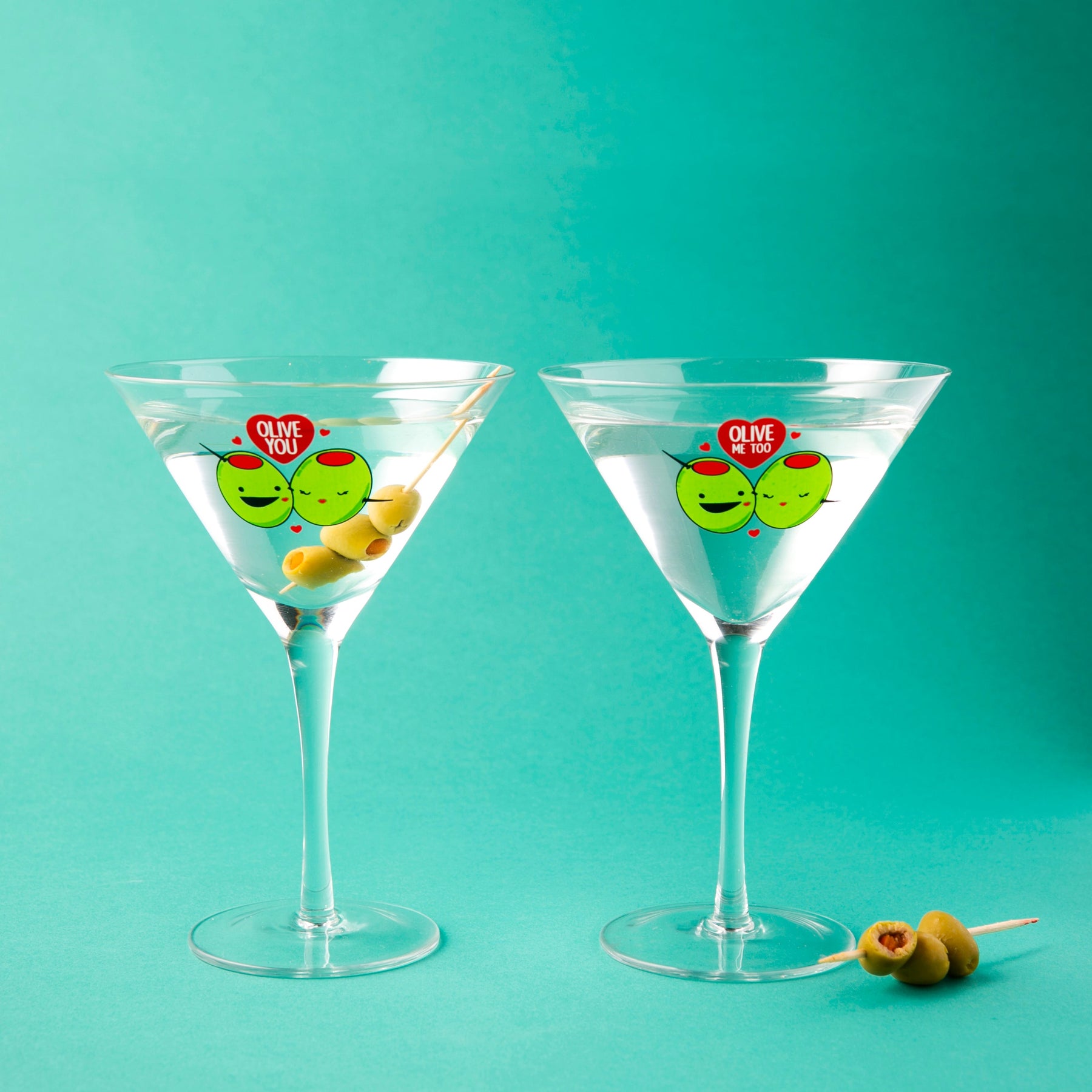 Olive You Martini Glass set of 2