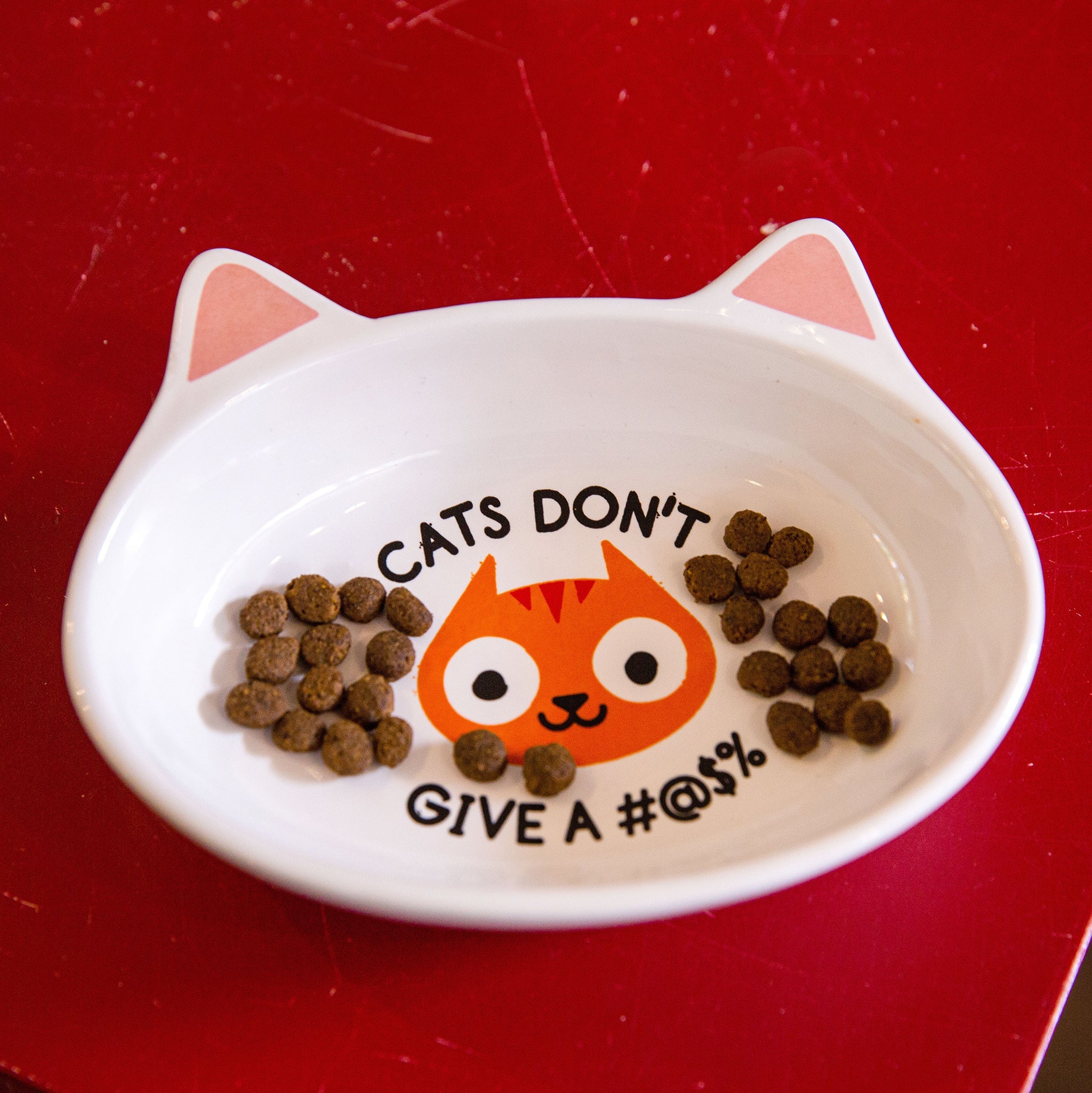 Cats Dont Give A #*@!! Ceramic Cat Dish