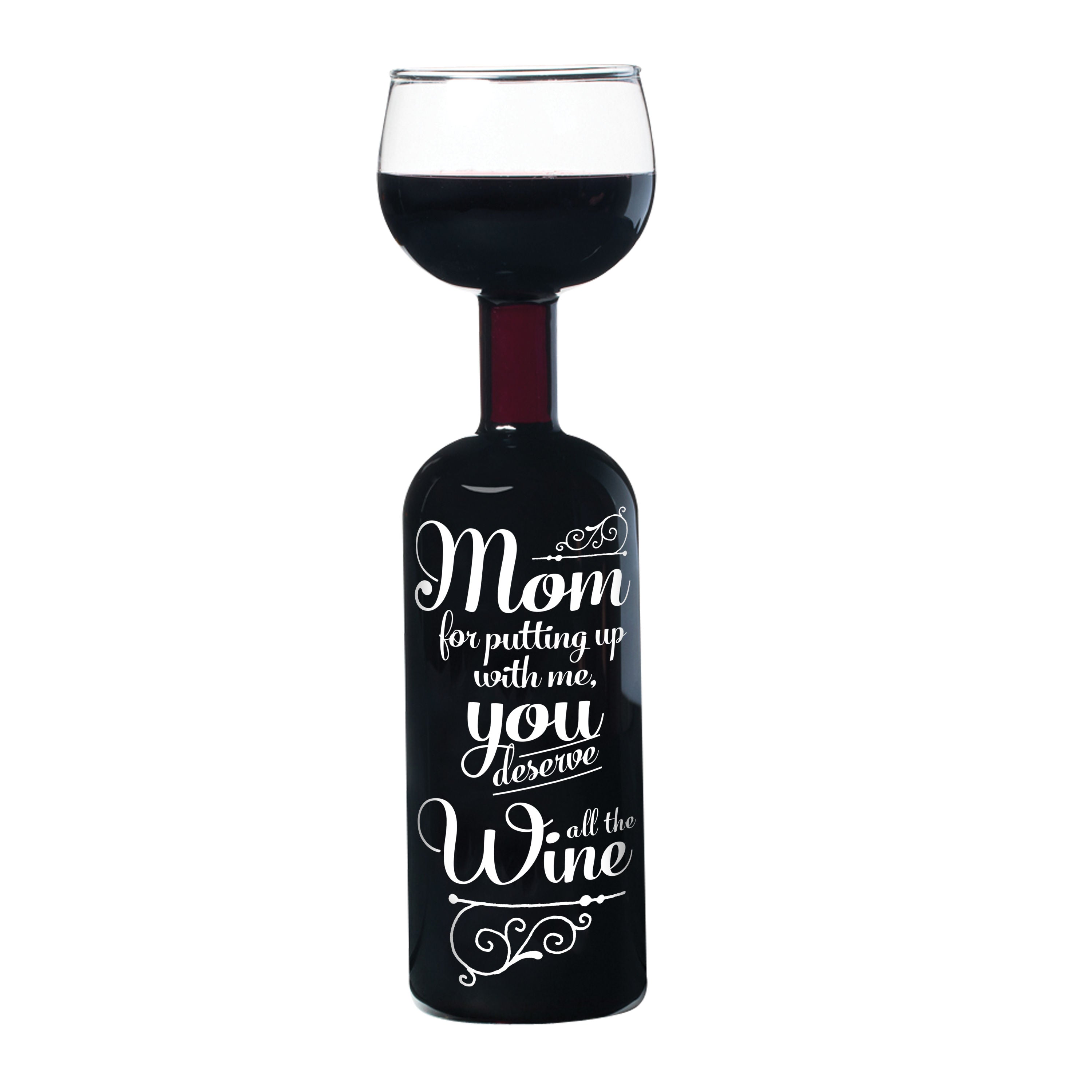 The Wine for Mom Wine Bottle Glass